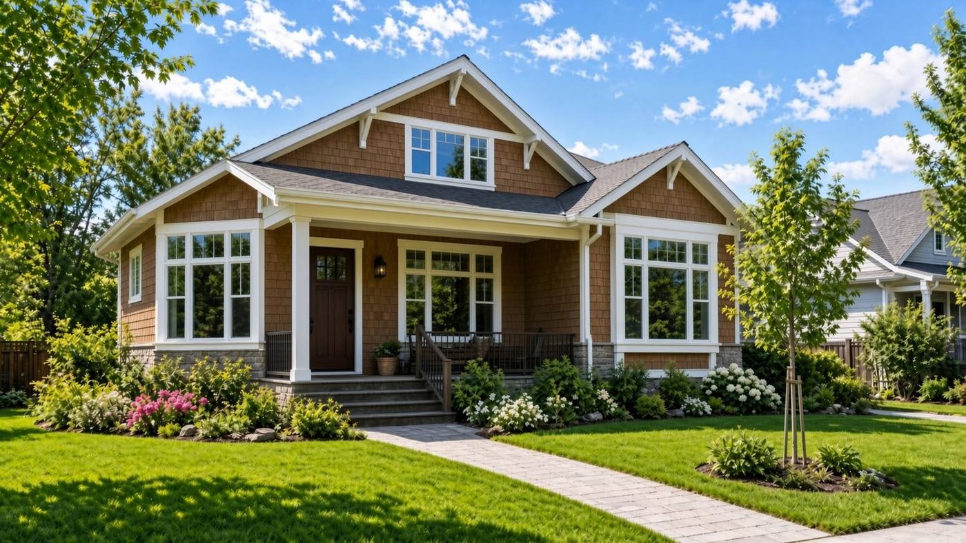 Pacific Northwest home on a sunny day