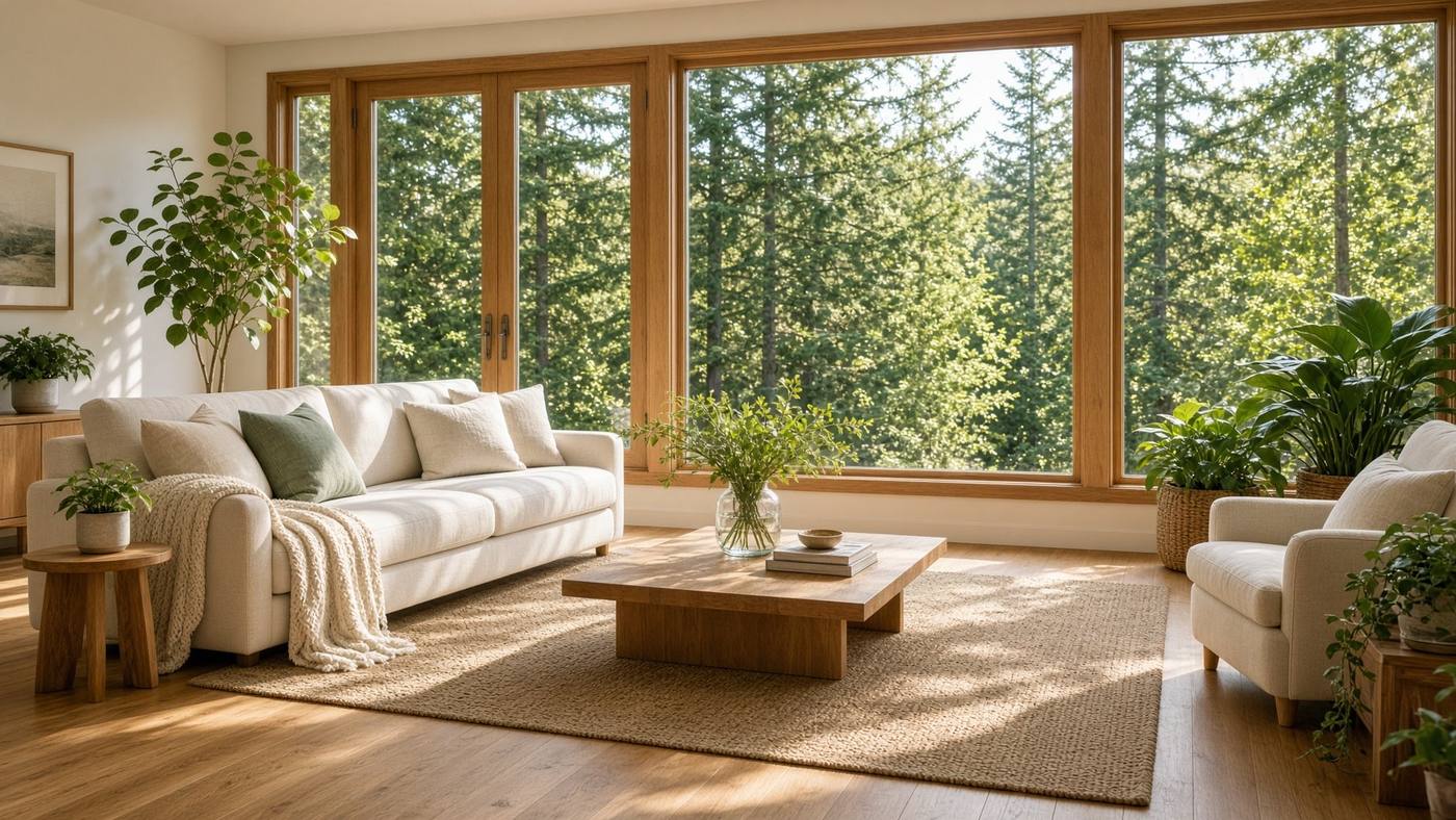 Warm living room in a Pacific Northwest home